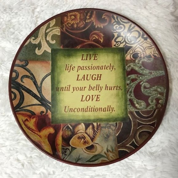 Tapestry Patchwork Message Decor Plates - Picture 2 of 11